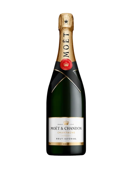 Moet & Chandon Imperial Brut Champagne blend: Pinot Noir, Meunier and Chardonnay bottle