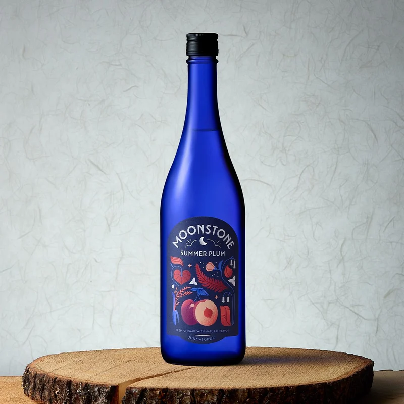 SakeOne Moonstone Plum Sake Infused Junmai Ginjo sake with plum essence bottle