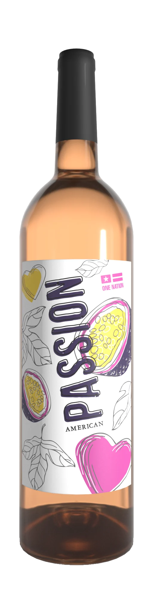 Villari Vineyards One Nation Passion Fruit wine blend: passion fruit, strawberry and apple bottle