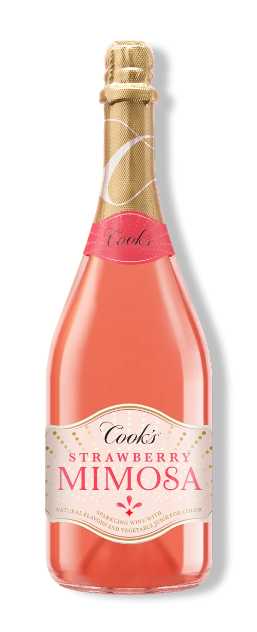 Cook's California Champagne Strawberry Mimosa Flavored sparkling wine cocktail bottle